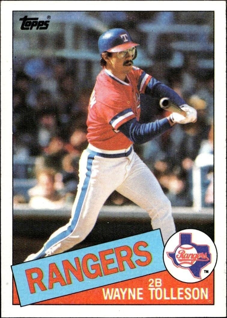 Wayne Tolleson 1985 Topps #247 Baseball Trading Card - Front 1985 Topps Wayne Tolleson #247 baseball trading card front