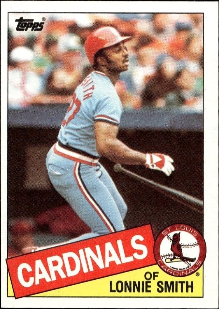 Lonnie Smith 1985 Topps #255 Baseball Trading Card - Front 1985 Topps Lonnie Smith #255 baseball trading card front