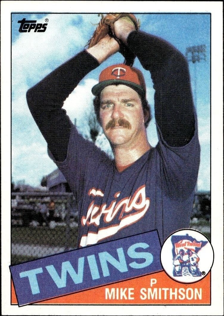 Mike Smithson 1985 Topps #483 Baseball Trading Card - Front 1985 Topps Mike Smithson #483 baseball trading card front