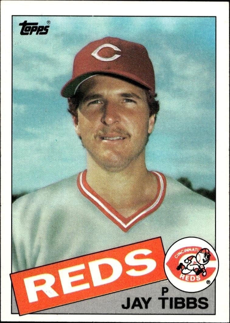Jay Tibbs 1985 Topps #573 Baseball Trading Card - Front 1985 Topps Jay Tibbs #573 baseball trading card front