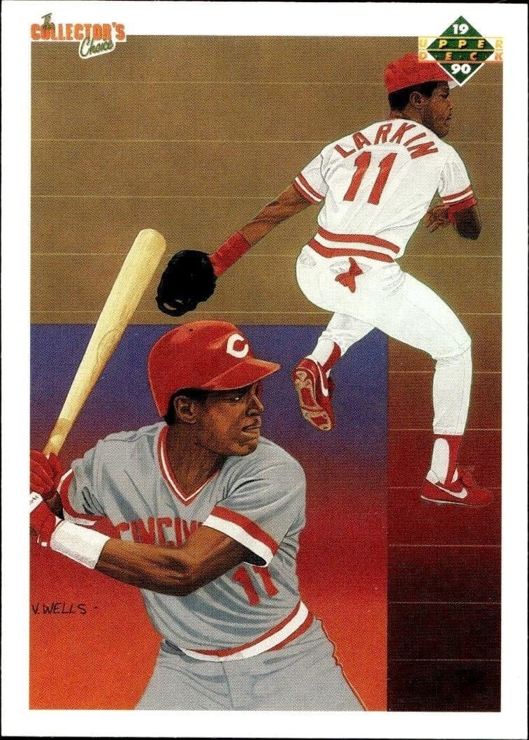 Barry Larkin 1990 Upper Deck #99 Baseball Trading Card - Front 1990 Upper Deck Barry Larkin #99 baseball trading card front