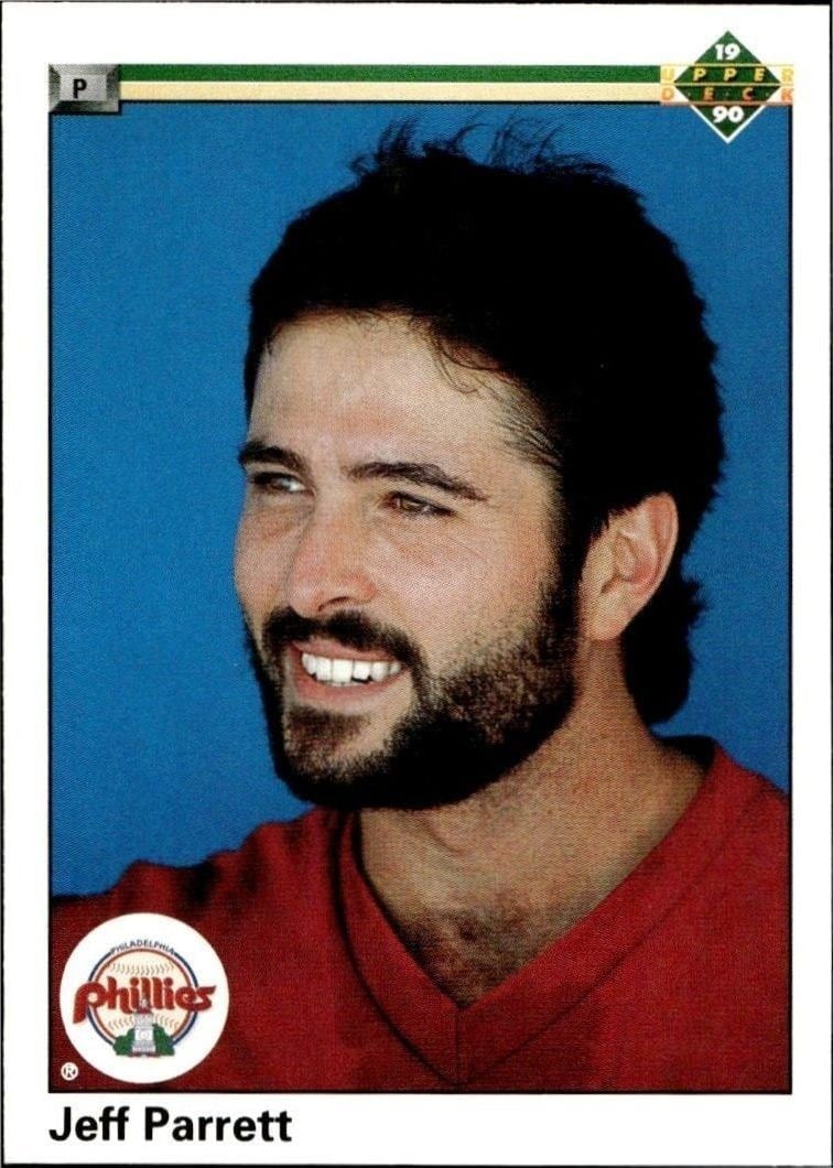 Jeff Parrett 1990 Upper Deck #92 Baseball Trading Card - Front 1990 Upper Deck Jeff Parrett #92 baseball trading card front