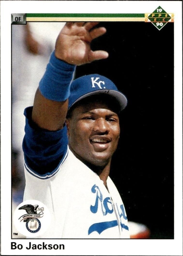 Bo Jackson 1990 Upper Deck #75 Baseball Trading Card - Front 1990 Upper Deck Bo Jackson #75 baseball trading card front