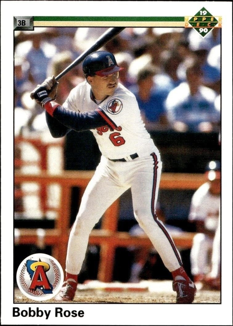 Bobby Rose 1990 Upper Deck #77 Baseball Trading Card - Front 1990 Upper Deck Bobby Rose #77 baseball trading card front