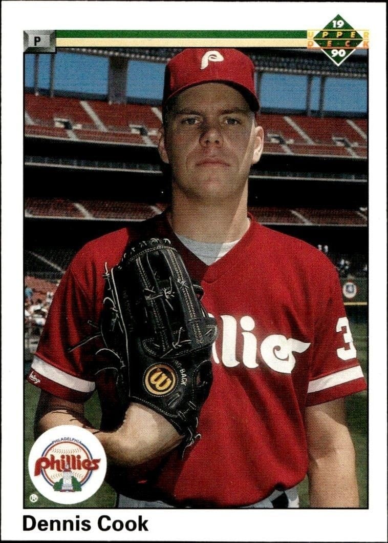 Dennis Cook 1990 Upper Deck #71 Baseball Trading Card - Front 1990 Upper Deck Dennis Cook #71 baseball trading card front