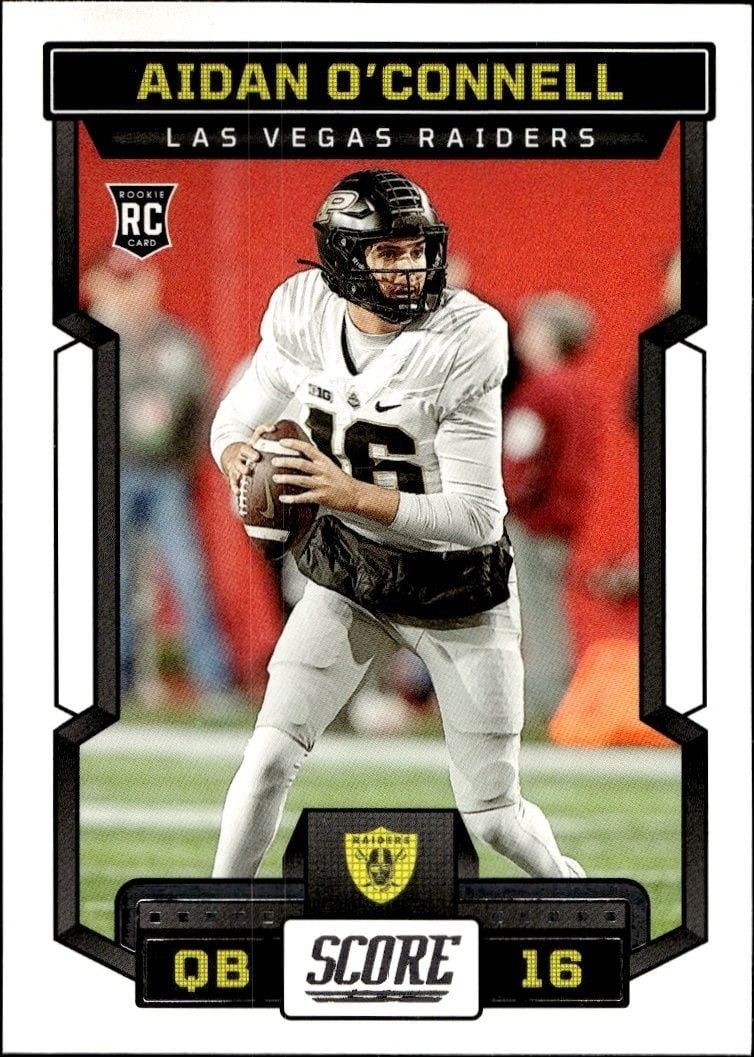 Aidan O'Connell 2023 Panini Score #310 Football Trading Card - Front 2023 Panini Score Aidan O'Connell #310 football trading card front