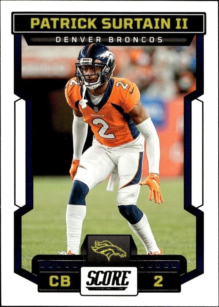 Patrick Surtain II 2023 Panini Score #74 Football Trading Card - Front 2023 Panini Score Patrick Surtain II #74 football trading card front