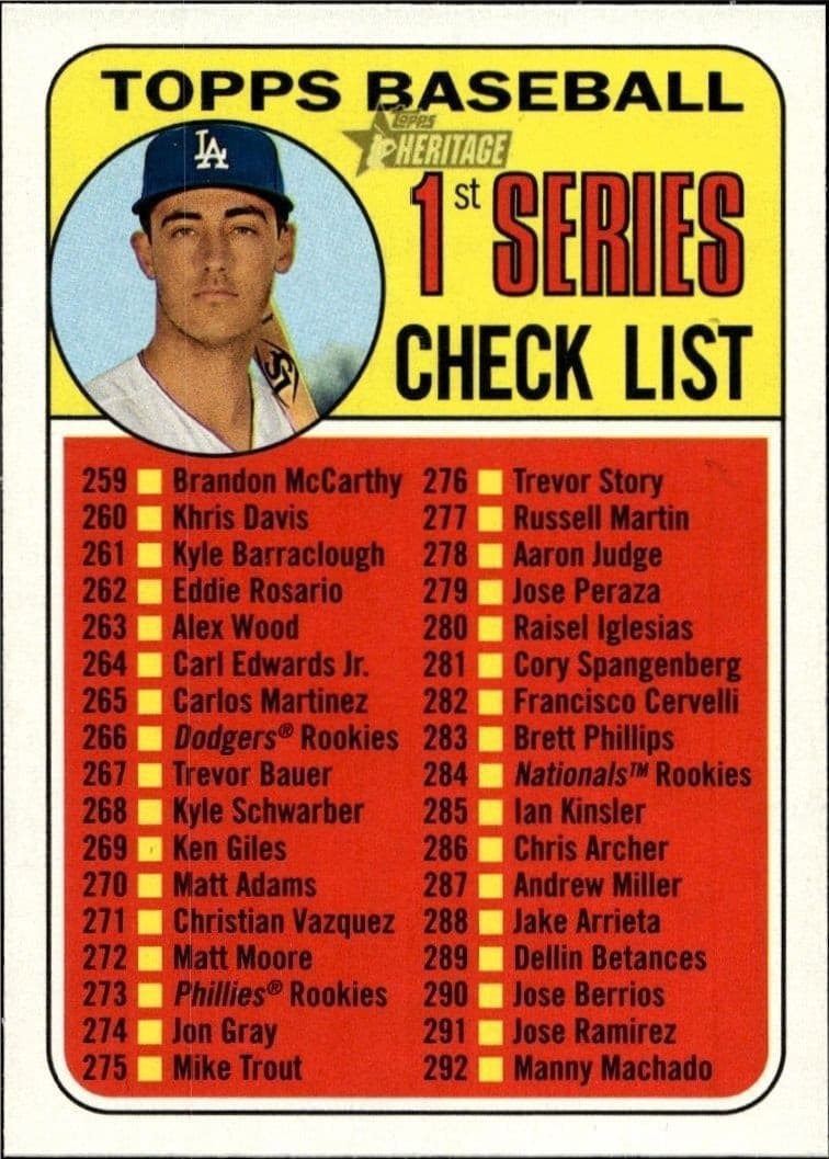 2018 Topps Heritage Checklist #314 trading card
