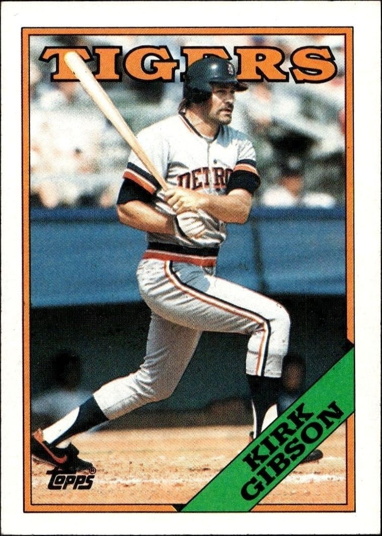 Kirk Gibson 1988 Topps #605 Baseball Trading Card - Front 1988 Topps Kirk Gibson #605 baseball trading card front