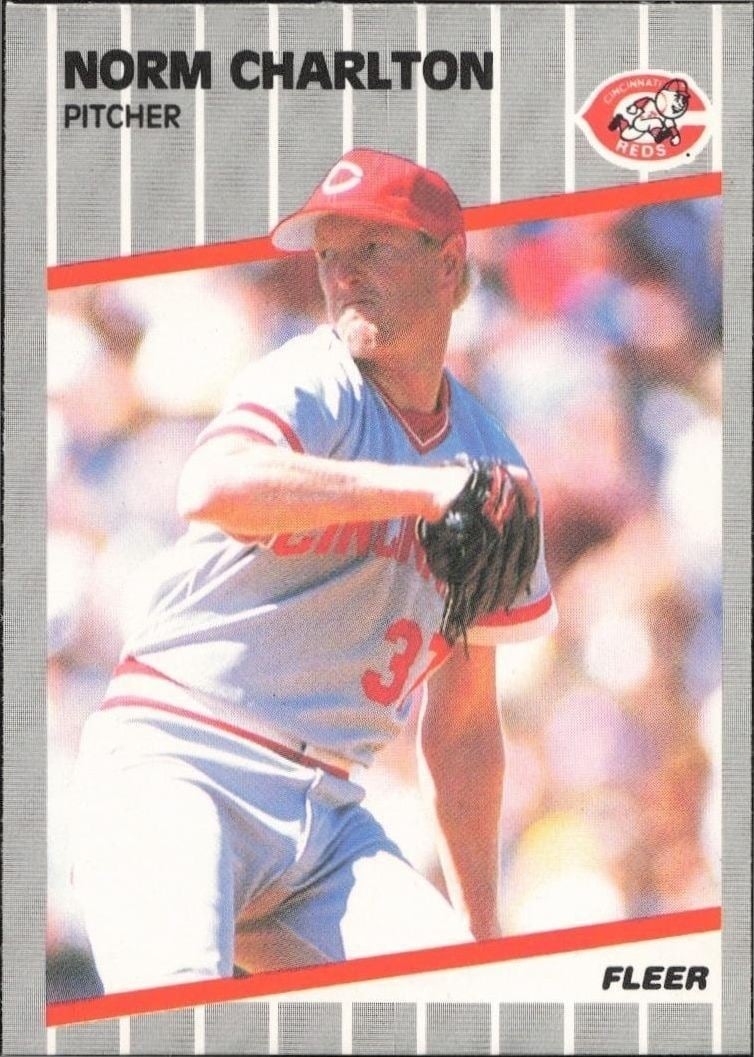 Norm Charlton 1989 Fleer #155 Baseball Trading Card - Front 1989 Fleer Norm Charlton #155 baseball trading card front