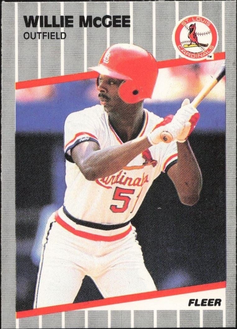Willie McGee 1989 Fleer #457 Baseball Trading Card - Front 1989 Fleer Willie McGee #457 baseball trading card front