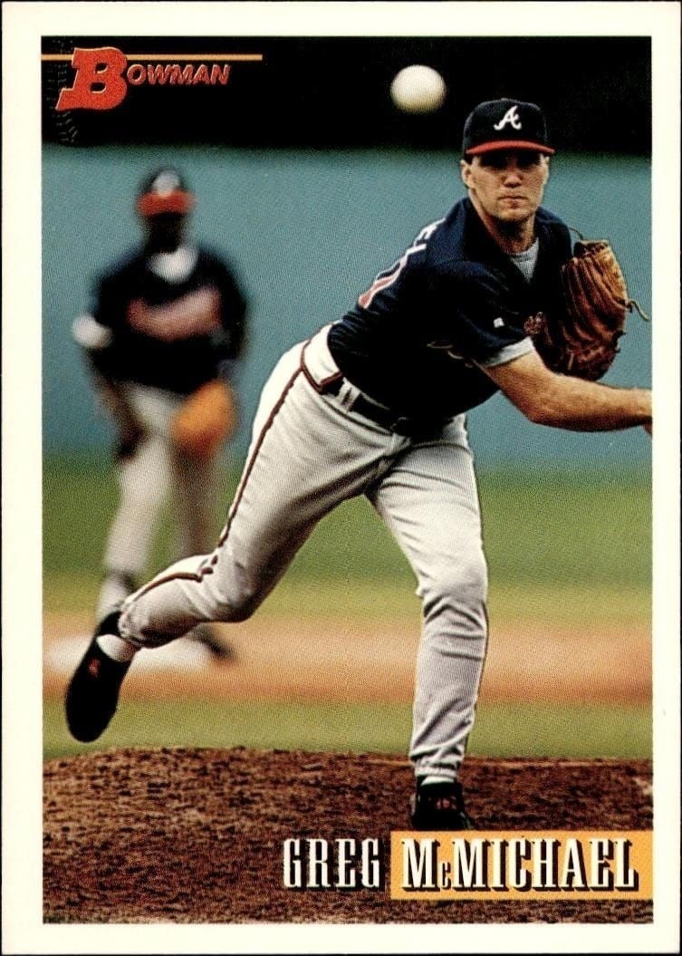 Greg McMichael 1993 Bowman #317 Baseball Trading Card - Front 1993 Bowman Greg McMichael #317 baseball trading card front