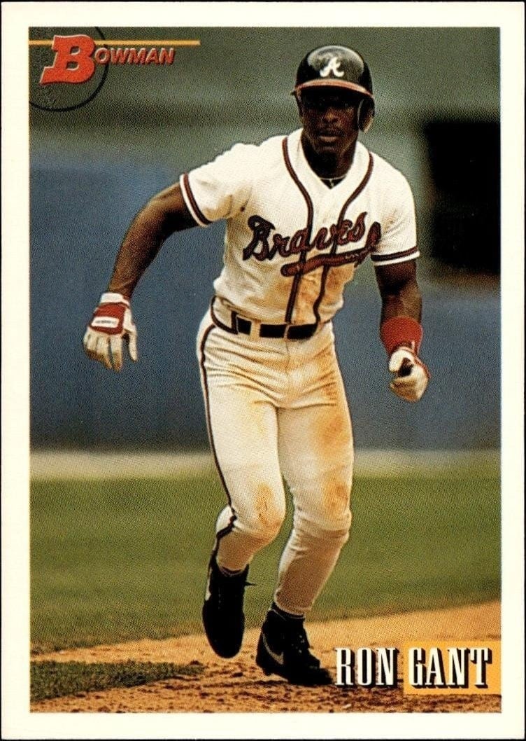 Ron Gant 1993 Bowman #382 Baseball Trading Card - Front 1993 Bowman Ron Gant #382 baseball trading card front