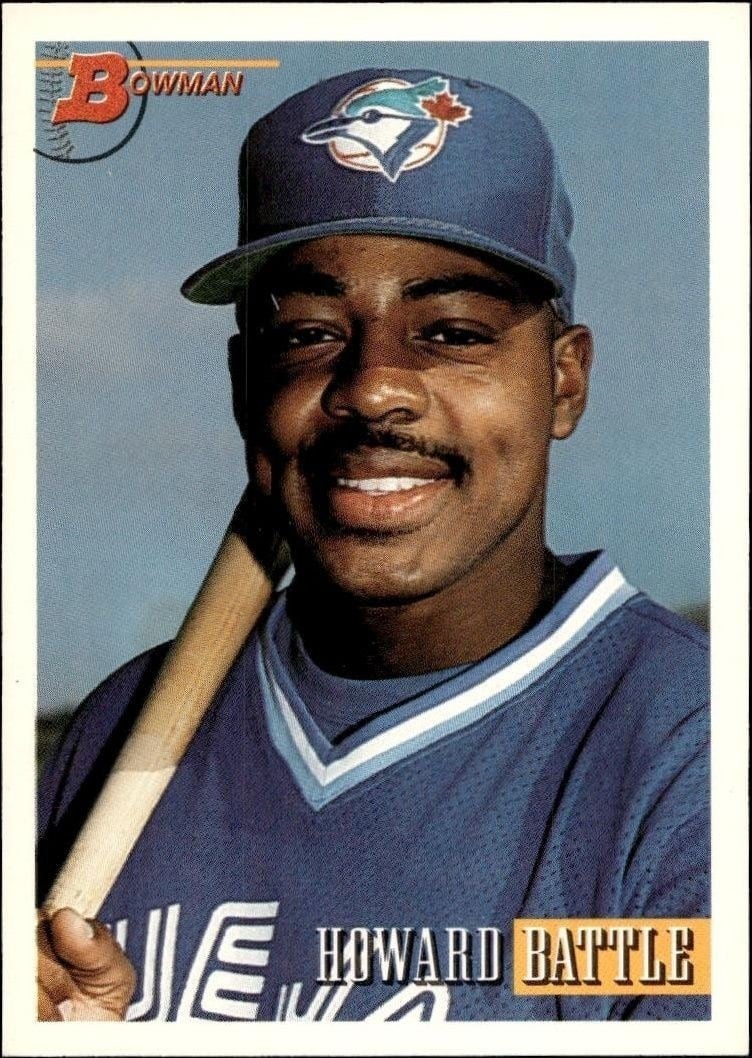 Howard Battle 1993 Bowman #195 Baseball Trading Card - Front 1993 Bowman Howard Battle #195 baseball trading card front