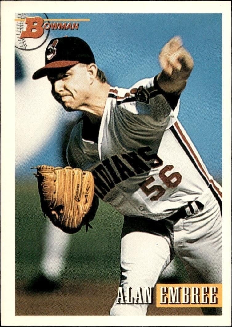 Alan Embree 1993 Bowman #389 Baseball Trading Card - Front 1993 Bowman Alan Embree #389 baseball trading card front