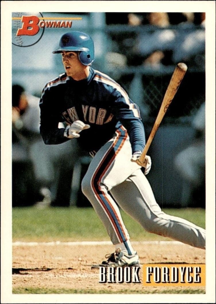 Brook Fordyce 1993 Bowman #333 Baseball Trading Card - Front 1993 Bowman Brook Fordyce #333 baseball trading card front