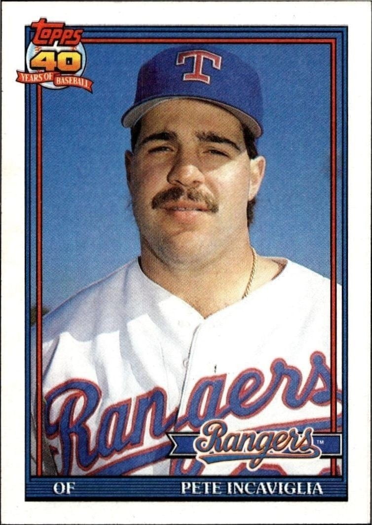 Pete Incaviglia 1991 Topps #172 Baseball Trading Card - Front 1991 Topps Pete Incaviglia #172 baseball trading card front