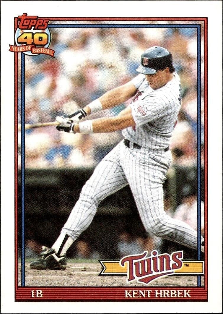 Kent Hrbek 1991 Topps #710 Baseball Trading Card - Front 1991 Topps Kent Hrbek #710 baseball trading card front