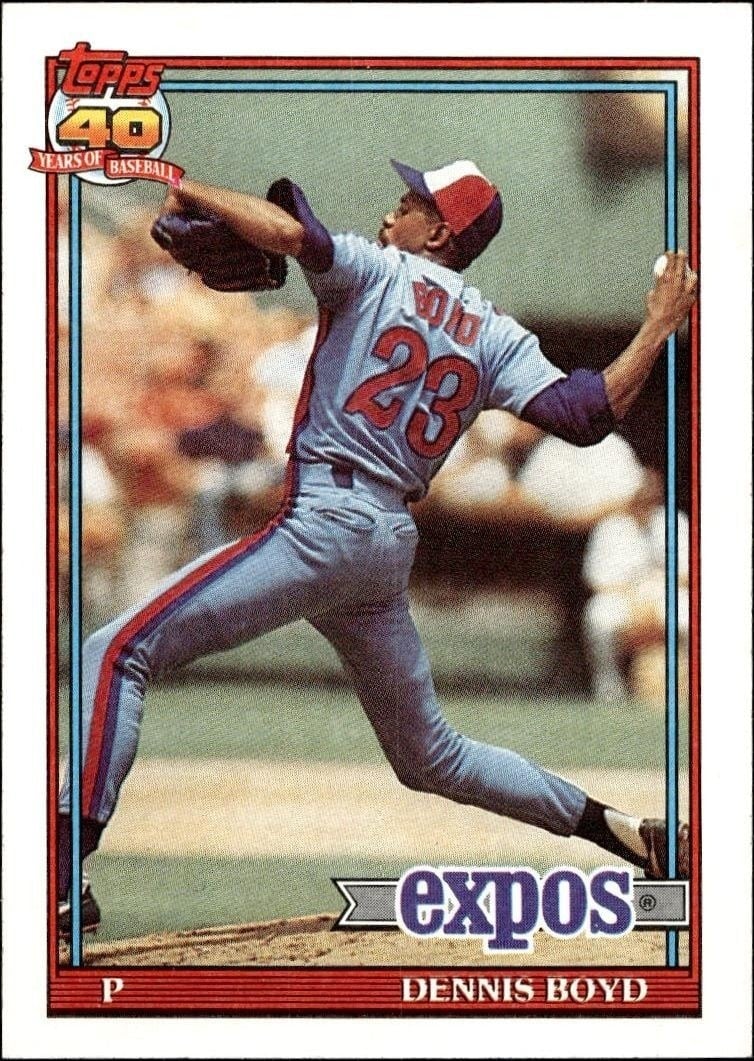 Dennis Boyd 1991 Topps #48 Baseball Trading Card - Front 1991 Topps Dennis Boyd #48 baseball trading card front