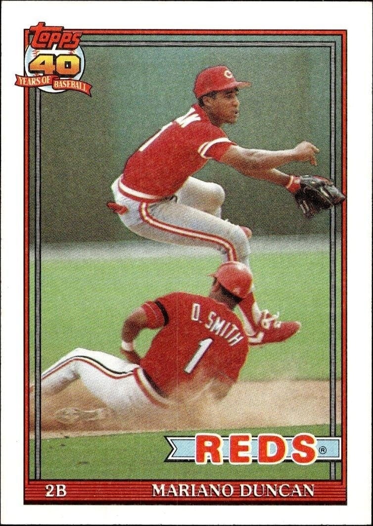 Mariano Duncan 1991 Topps #13 Baseball Trading Card - Front 1991 Topps Mariano Duncan #13 baseball trading card front