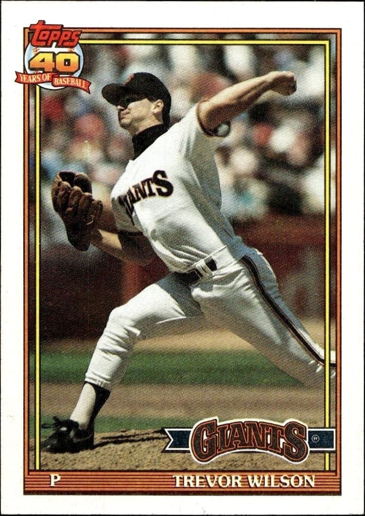 Trevor Wilson 1991 Topps #96 Baseball Trading Card - Front 1991 Topps Trevor Wilson #96 baseball trading card front