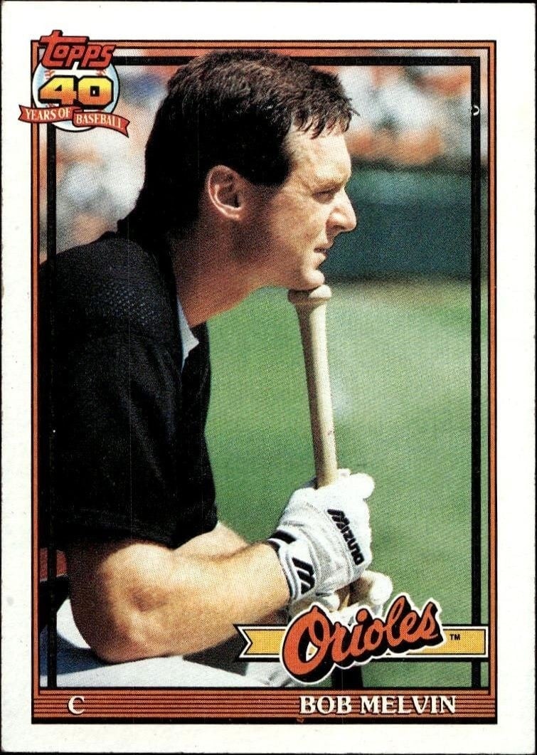 Bob Melvin 1991 Topps #249 Baseball Trading Card - Front 1991 Topps Bob Melvin #249 baseball trading card front