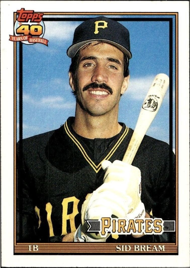 Sid Bream 1991 Topps #354 Baseball Trading Card - Front 1991 Topps Sid Bream #354 baseball trading card front