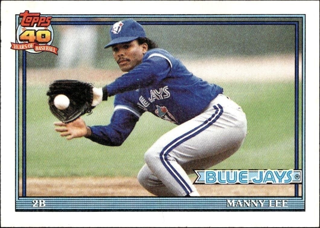 Manny Lee 1991 Topps #297 Baseball Trading Card - Front 1991 Topps Manny Lee #297 baseball trading card front