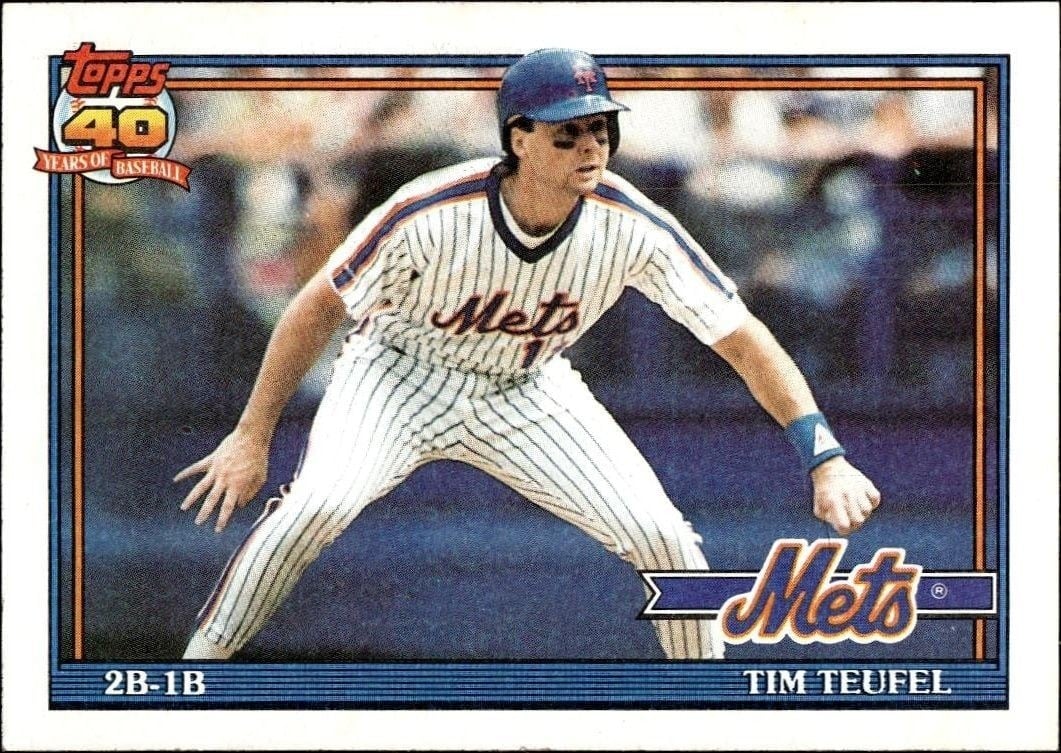 Tim Teufel 1991 Topps #302 Baseball Trading Card - Front 1991 Topps Tim Teufel #302 baseball trading card front