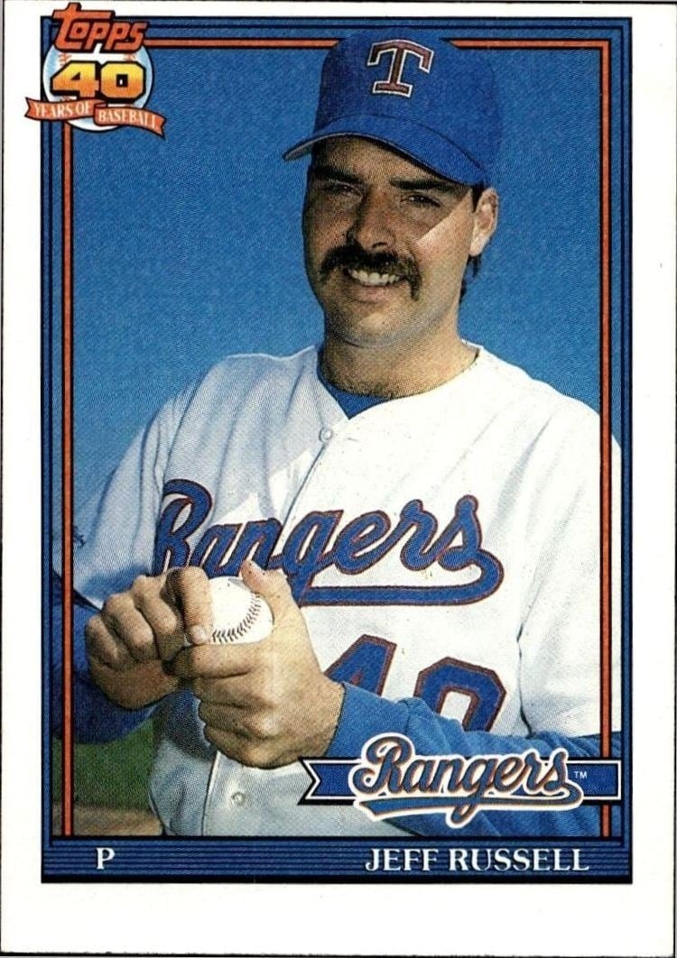 Jeff Russell 1991 Topps #344 Baseball Trading Card - Front 1991 Topps Jeff Russell #344 baseball trading card front