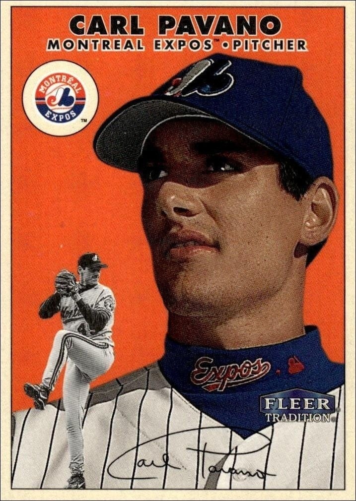 Carl Pavano 2000 Fleer Tradition Glossy #290 Baseball Trading Card - Front 2000 Fleer Tradition Glossy Carl Pavano #290 baseball trading card front