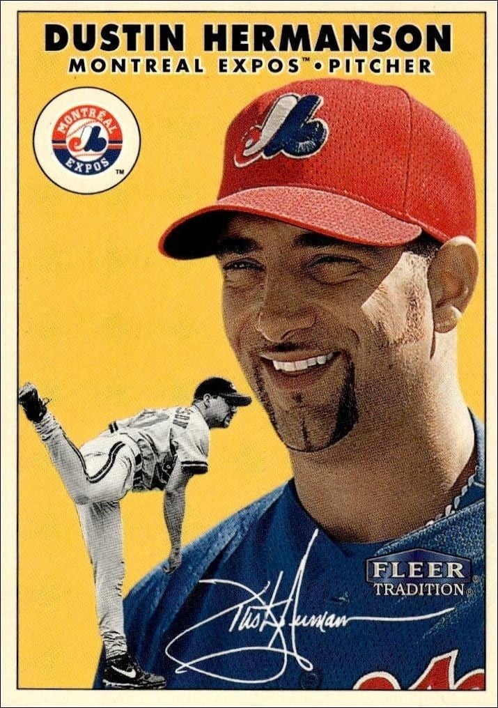 Dustin Hermanson 2000 Fleer Tradition Glossy #79 Baseball Trading Card - Front 2000 Fleer Tradition Glossy Dustin Hermanson #79 baseball trading card front