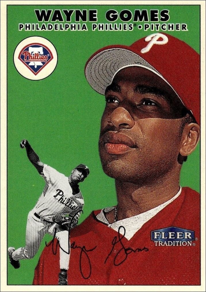 Wayne Gomes 2000 Fleer Tradition Glossy #52 Baseball Trading Card - Front 2000 Fleer Tradition Glossy Wayne Gomes #52 baseball trading card front