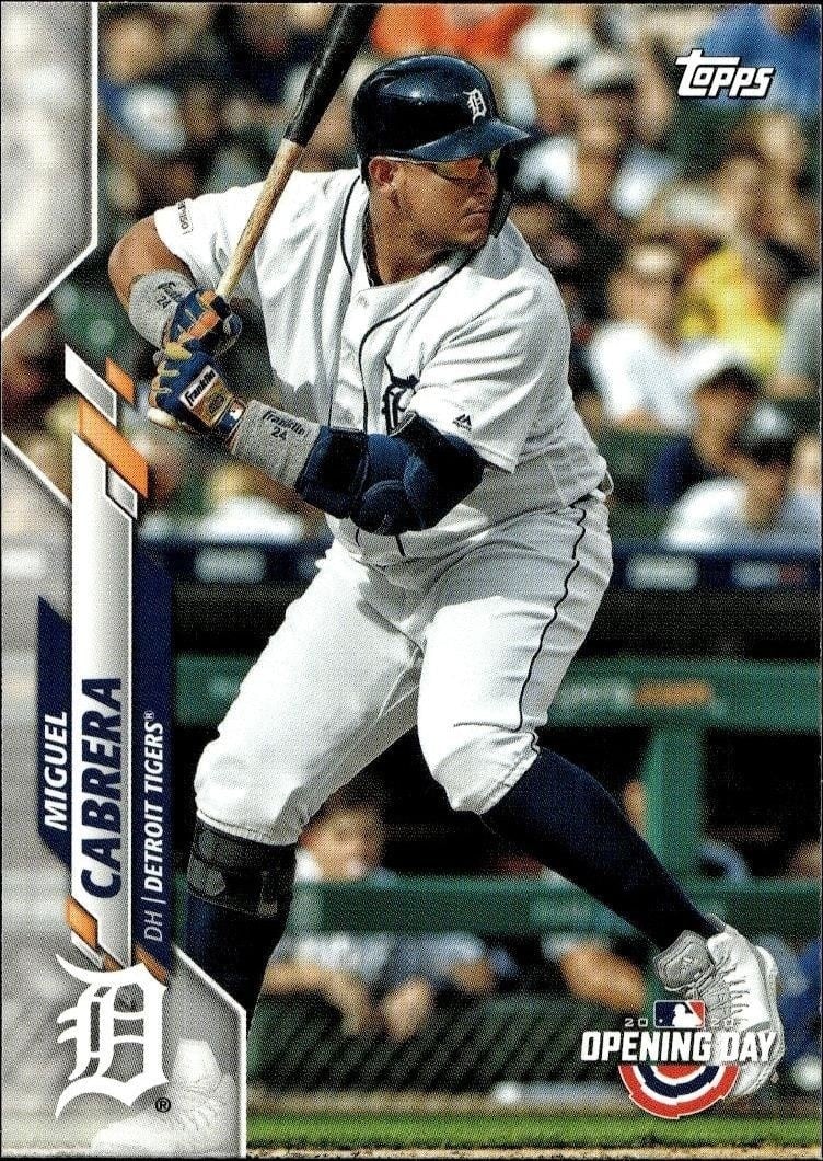 Miguel Cabrera 2020 Topps Opening Day #111 Baseball Trading Card - Front 2020 Topps Opening Day Miguel Cabrera #111 baseball trading card front