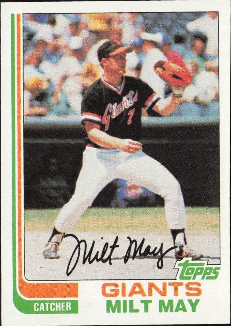 Milt May 1982 Topps #242 Baseball Trading Card - Front 1982 Topps Milt May #242 baseball trading card front