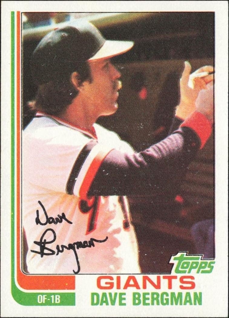 Dave Bergman 1982 Topps #498 Baseball Trading Card - Front 1982 Topps Dave Bergman #498 baseball trading card front