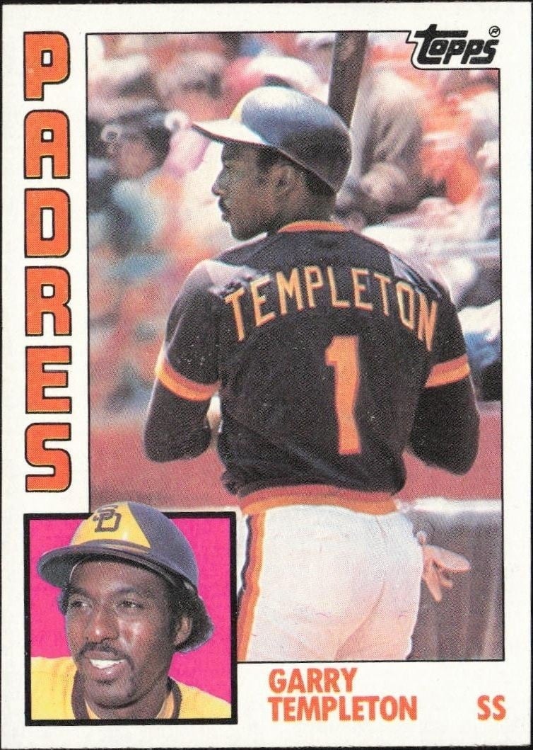 Garry Templeton 1984 Topps #615 Baseball Trading Card - Front 1984 Topps Garry Templeton #615 baseball trading card front