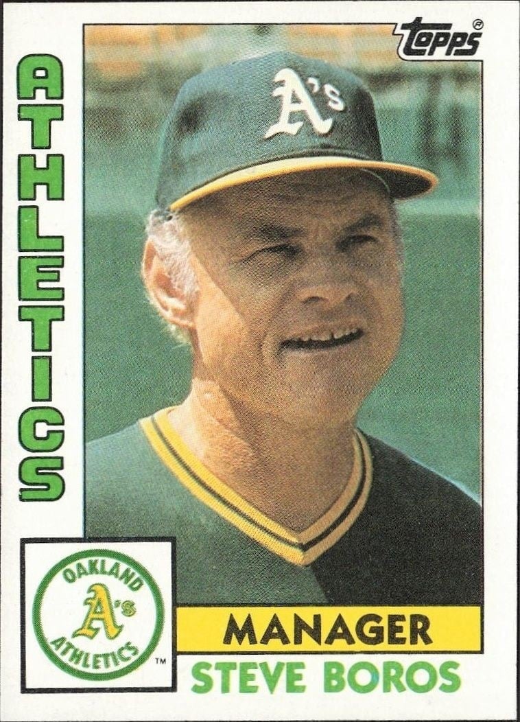 Steve Boros 1984 Topps #531 Baseball Trading Card - Front 1984 Topps Steve Boros #531 baseball trading card front