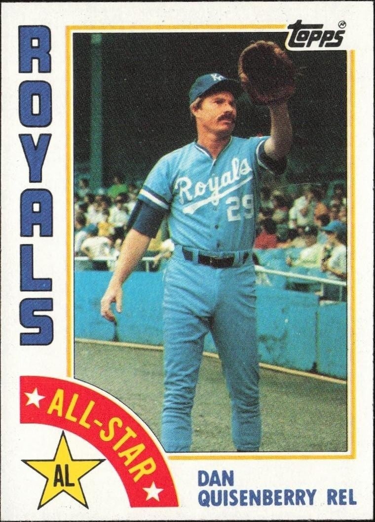 Dan Quisenberry 1984 Topps #407 Baseball Trading Card - Front 1984 Topps Dan Quisenberry #407 baseball trading card front