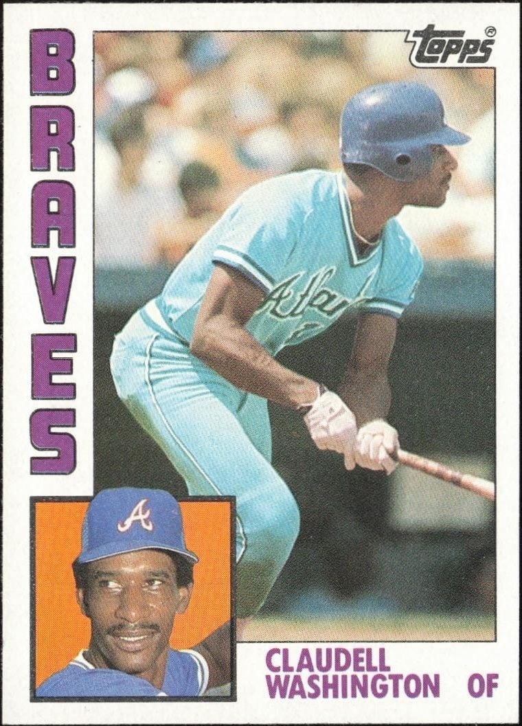Claudell Washington 1984 Topps #410 Baseball Trading Card - Front 1984 Topps Claudell Washington #410 baseball trading card front