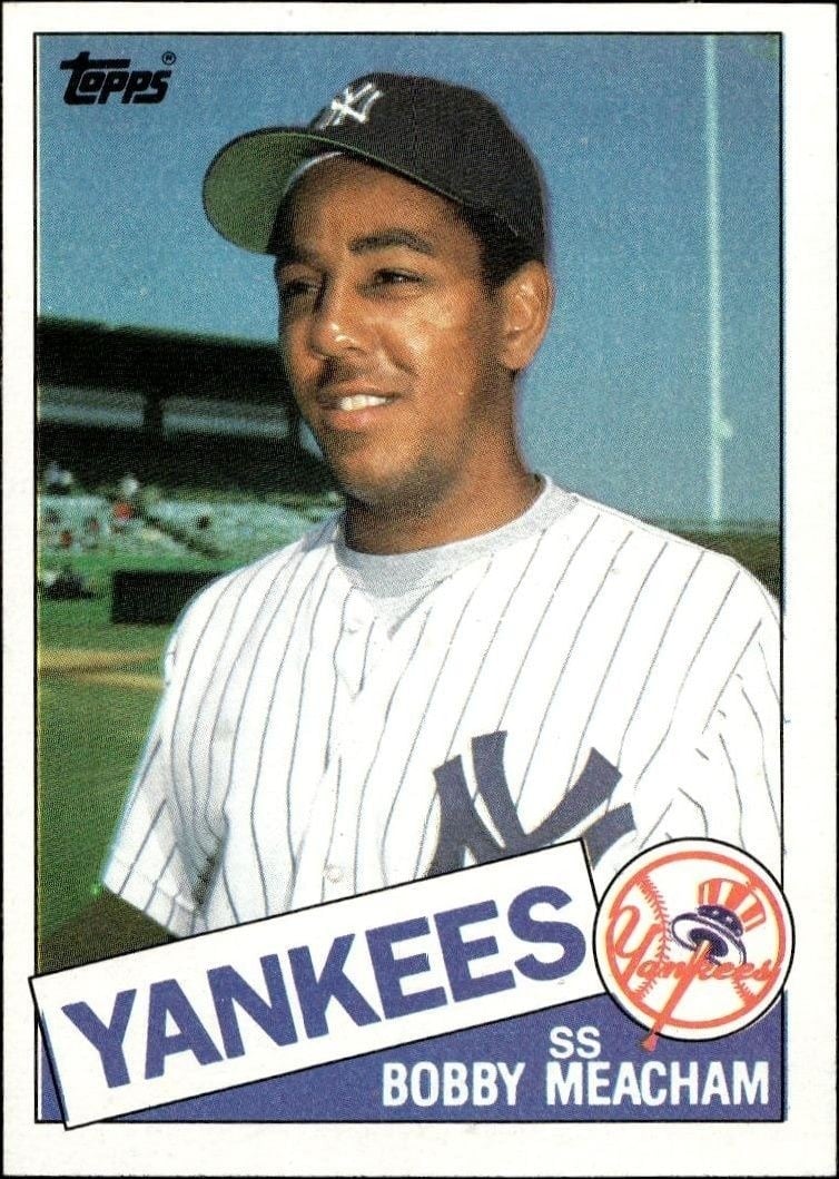 Bobby Meacham 1985 Topps #16 Baseball Trading Card - Front 1985 Topps Bobby Meacham #16 baseball trading card front