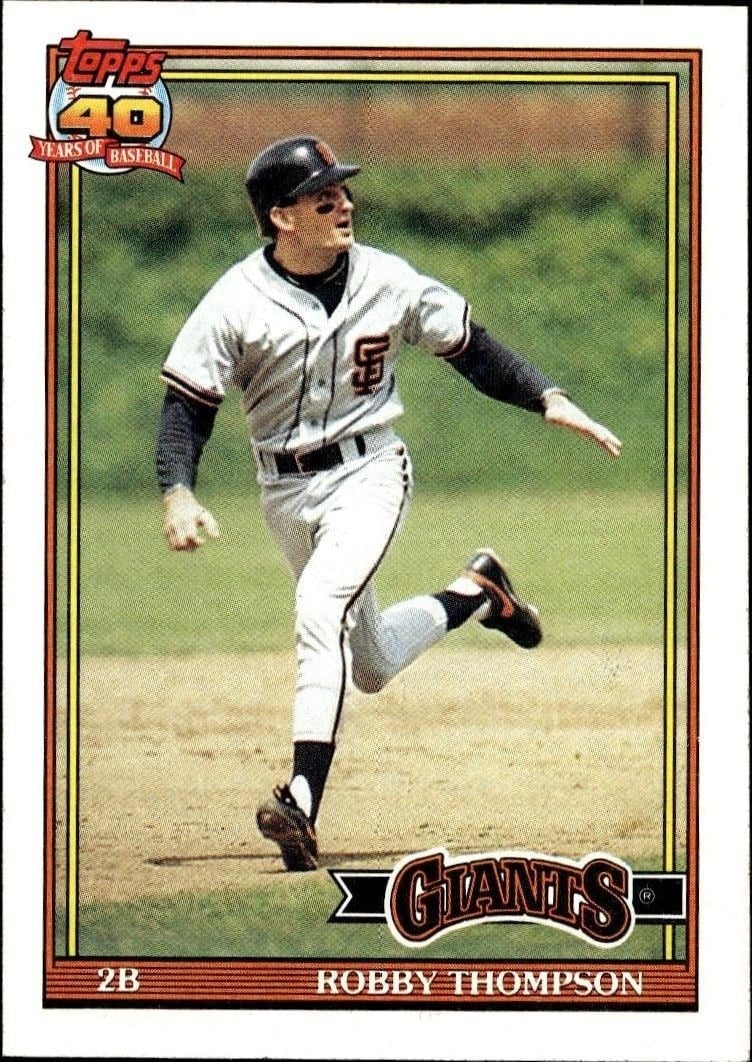 Robby Thompson 1991 Topps #705 Baseball Trading Card - Front 1991 Topps Robby Thompson #705 baseball trading card front