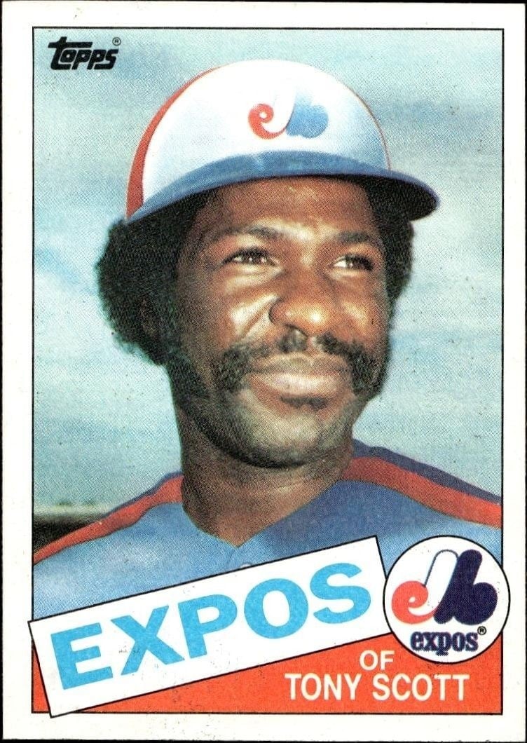 Tony Scott 1985 Topps #733 Baseball Trading Card - Front 1985 Topps Tony Scott #733 baseball trading card front