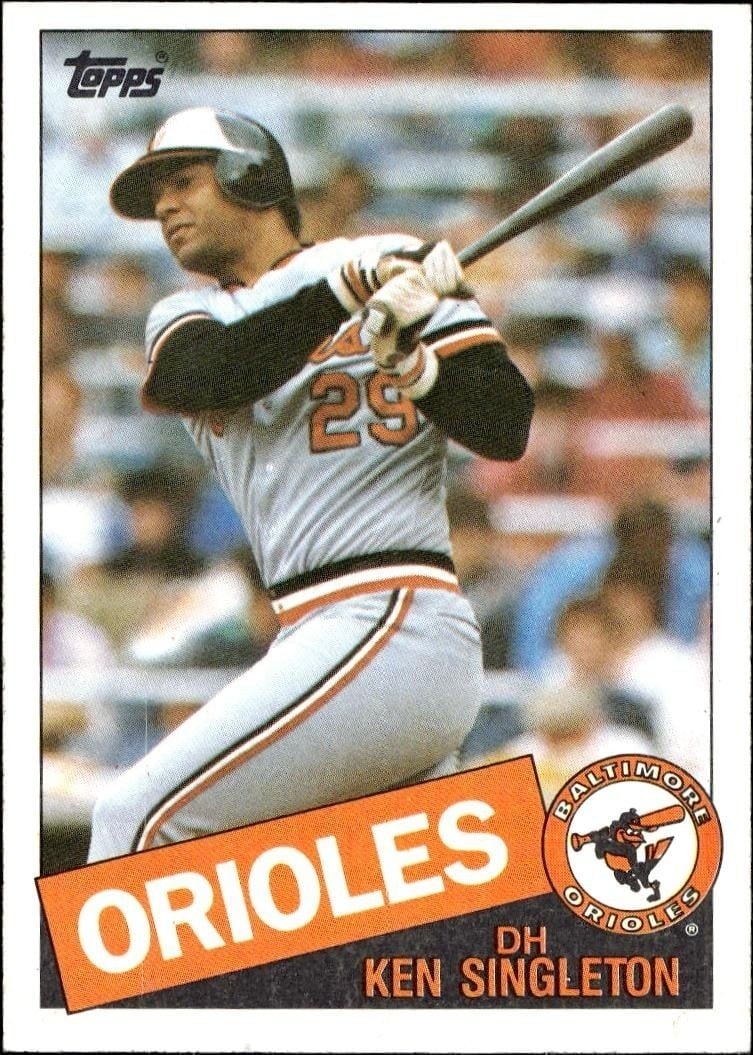 Ken Singleton 1985 Topps #755 Baseball Trading Card - Front 1985 Topps Ken Singleton #755 baseball trading card front