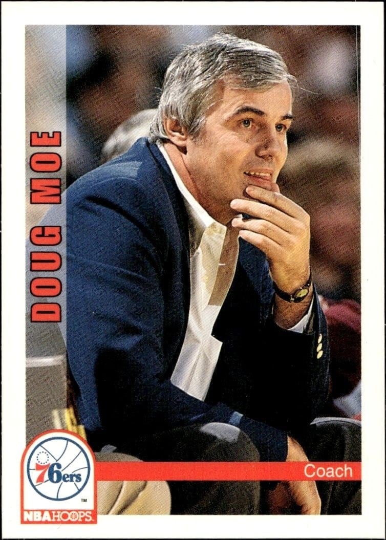 Doug Moe 1992-93 Skybox NBA Hoops #258 Basketball Trading Card - Front 1992-93 Skybox NBA Hoops Doug Moe #258 basketball trading card front