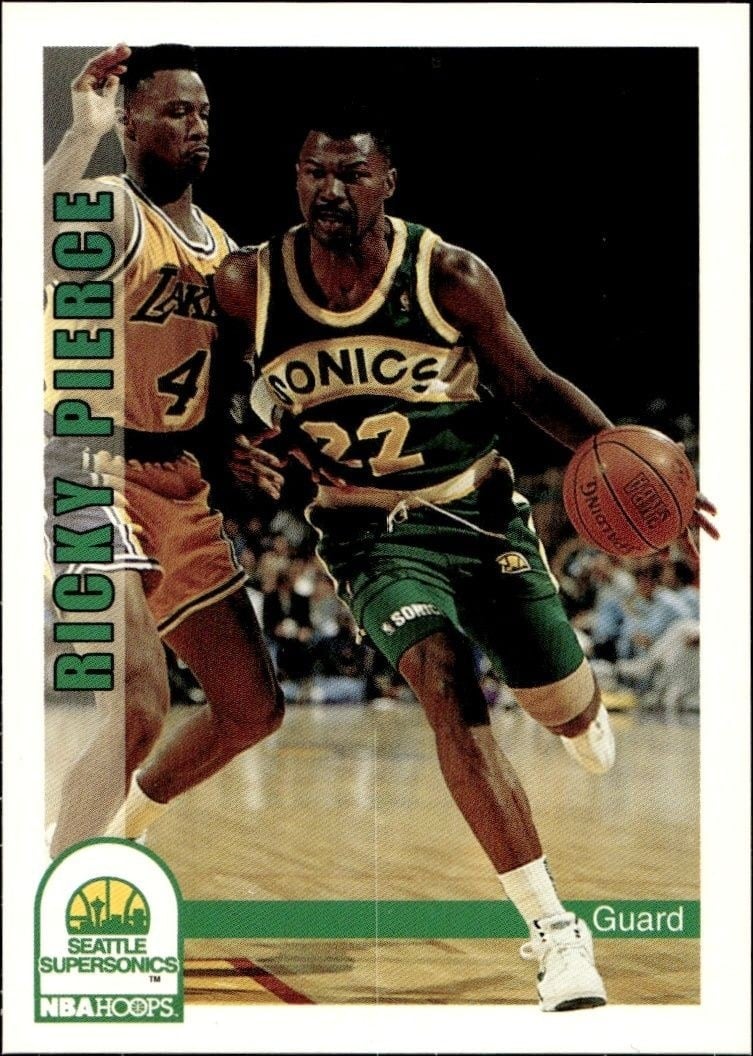 Ricky Pierce 1992-93 Skybox NBA Hoops #220 Basketball Trading Card - Front 1992-93 Skybox NBA Hoops Ricky Pierce #220 basketball trading card front