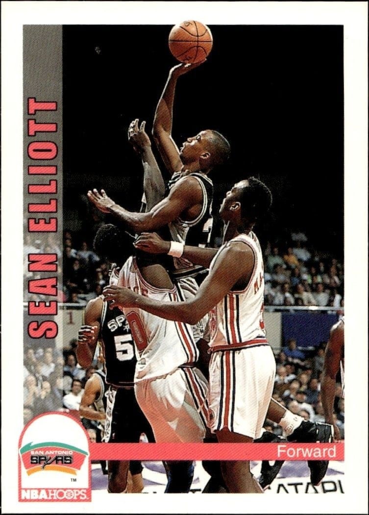 Sean Elliott 1992-93 Skybox NBA Hoops #207 Basketball Trading Card - Front 1992-93 Skybox NBA Hoops Sean Elliott #207 basketball trading card front