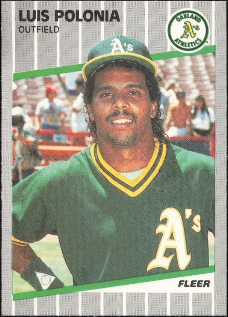 Luis Polonia 1989 Fleer #21 Baseball Trading Card - Front 1989 Fleer Luis Polonia #21 baseball trading card front