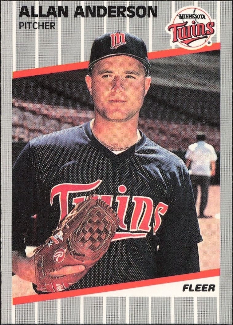 Allan Anderson 1989 Fleer #102 Baseball Trading Card - Front 1989 Fleer Allan Anderson #102 baseball trading card front