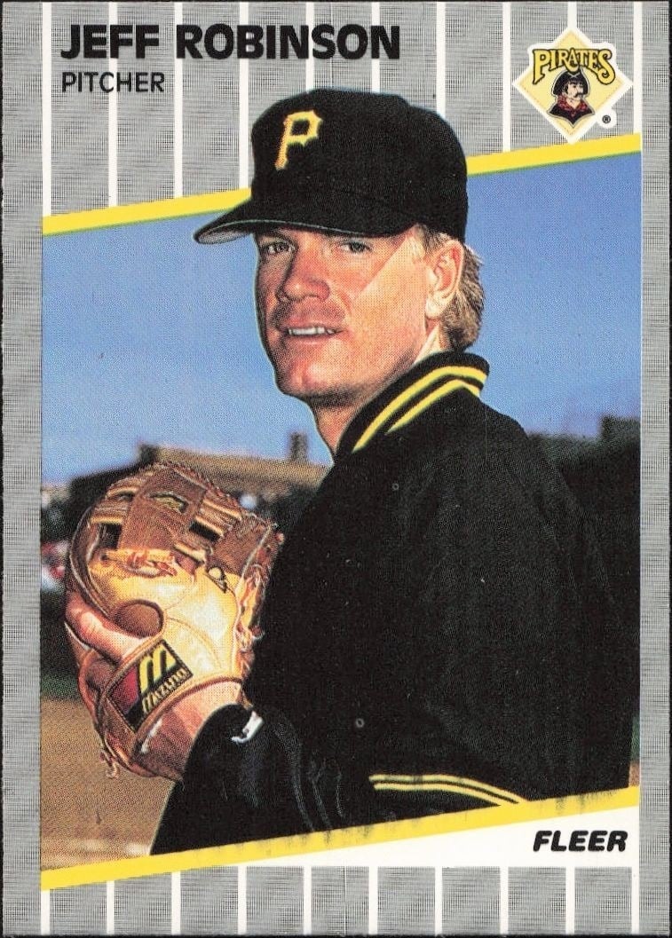 Jeff Robinson 1989 Fleer #220 Baseball Trading Card - Front 1989 Fleer Jeff Robinson #220 baseball trading card front